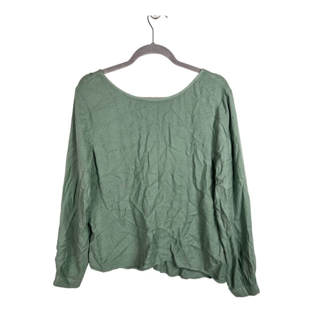 Cloth & Stone Sage Green Open Tie Back Long Sleeve Viscose Blouse‎ Top Large
